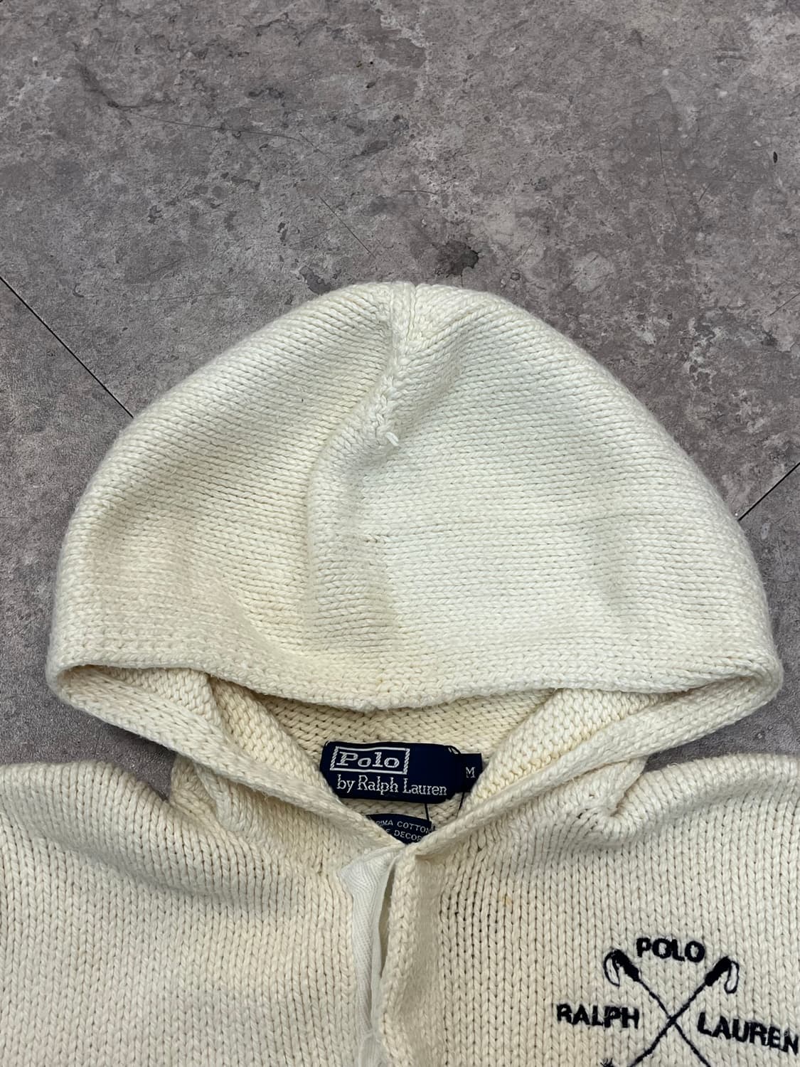 폴로 랄프로렌 헤비 코튼 후드 니트 스웨터 아이보리 M #csz2758 상품이미지6