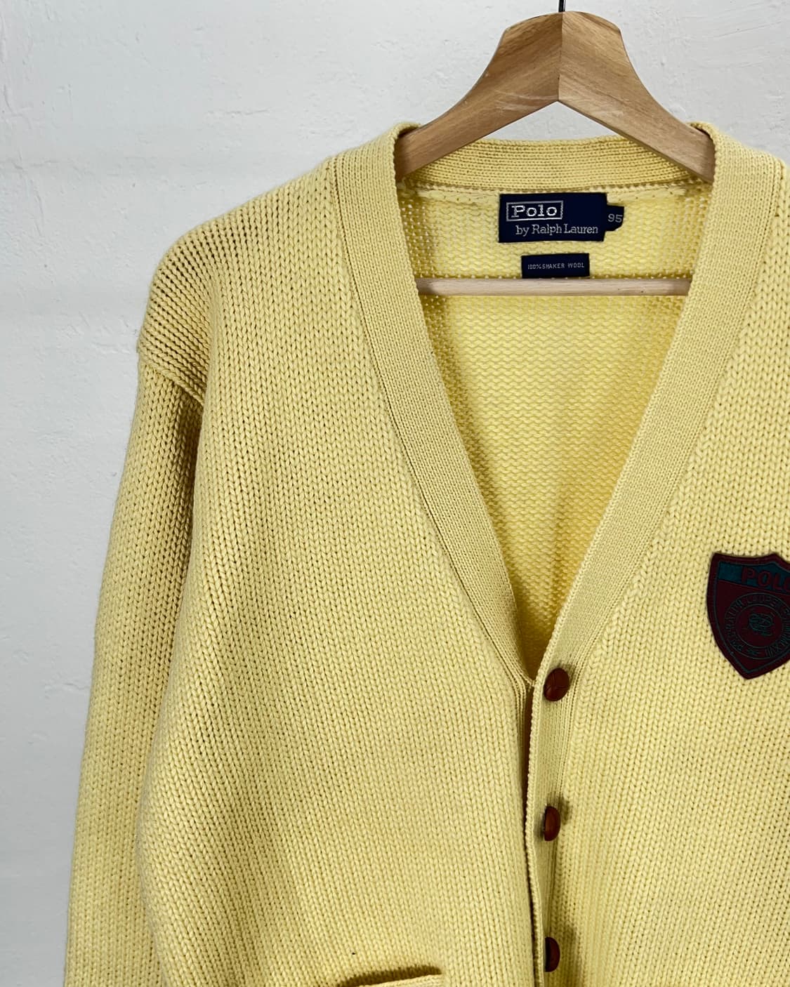 폴로 랄프로렌 90s 옐로우 체스넛 버튼 쉐이커 울 니트 가디건 상품이미지2