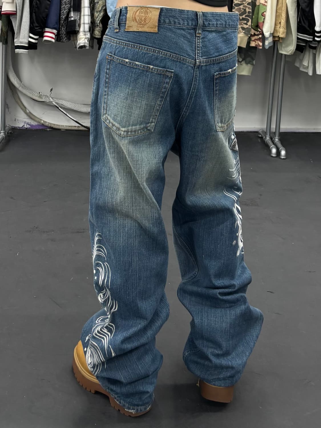 카라쿠리 타마시 오리엔탈 잉어 데님팬츠 상품이미지5