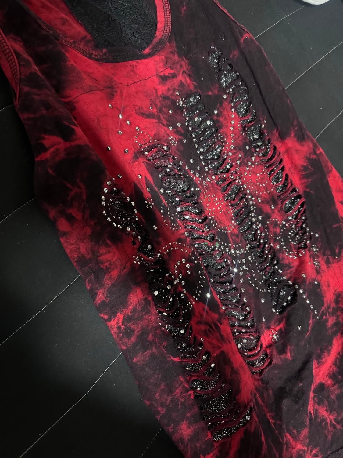 갸루빈티지 펑크룩 큐빅 나시 상품이미지2