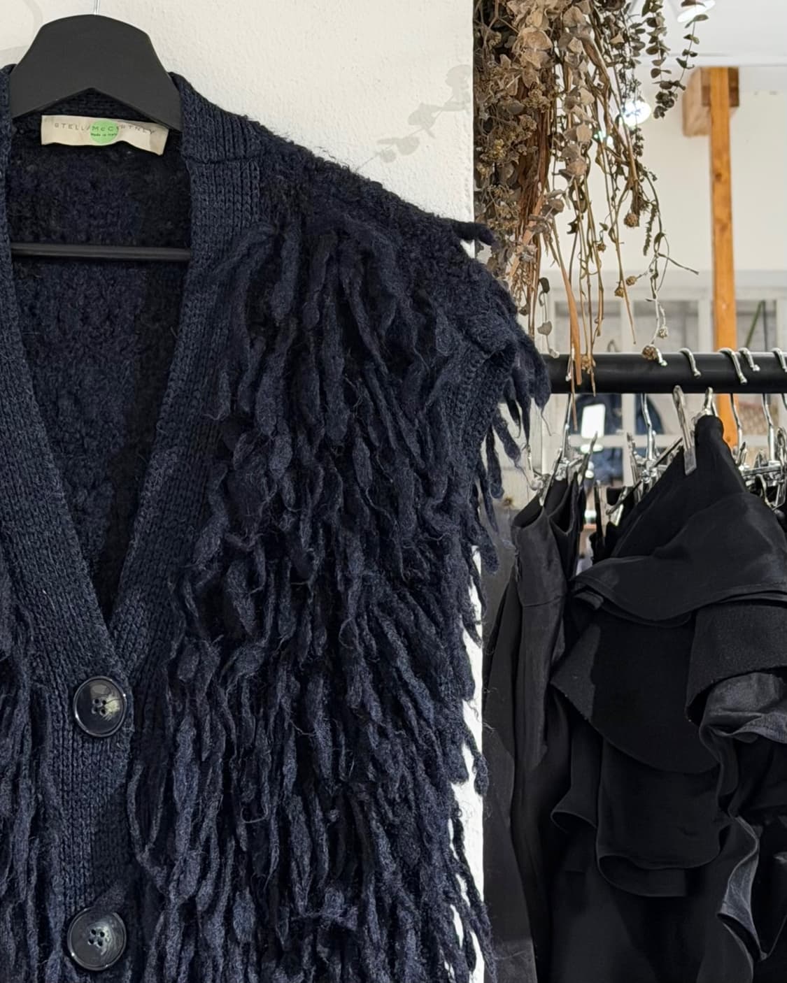 스텔라 매카트니 네이비 울 알파카 프린지 슬리브리스 가디건 상품이미지3