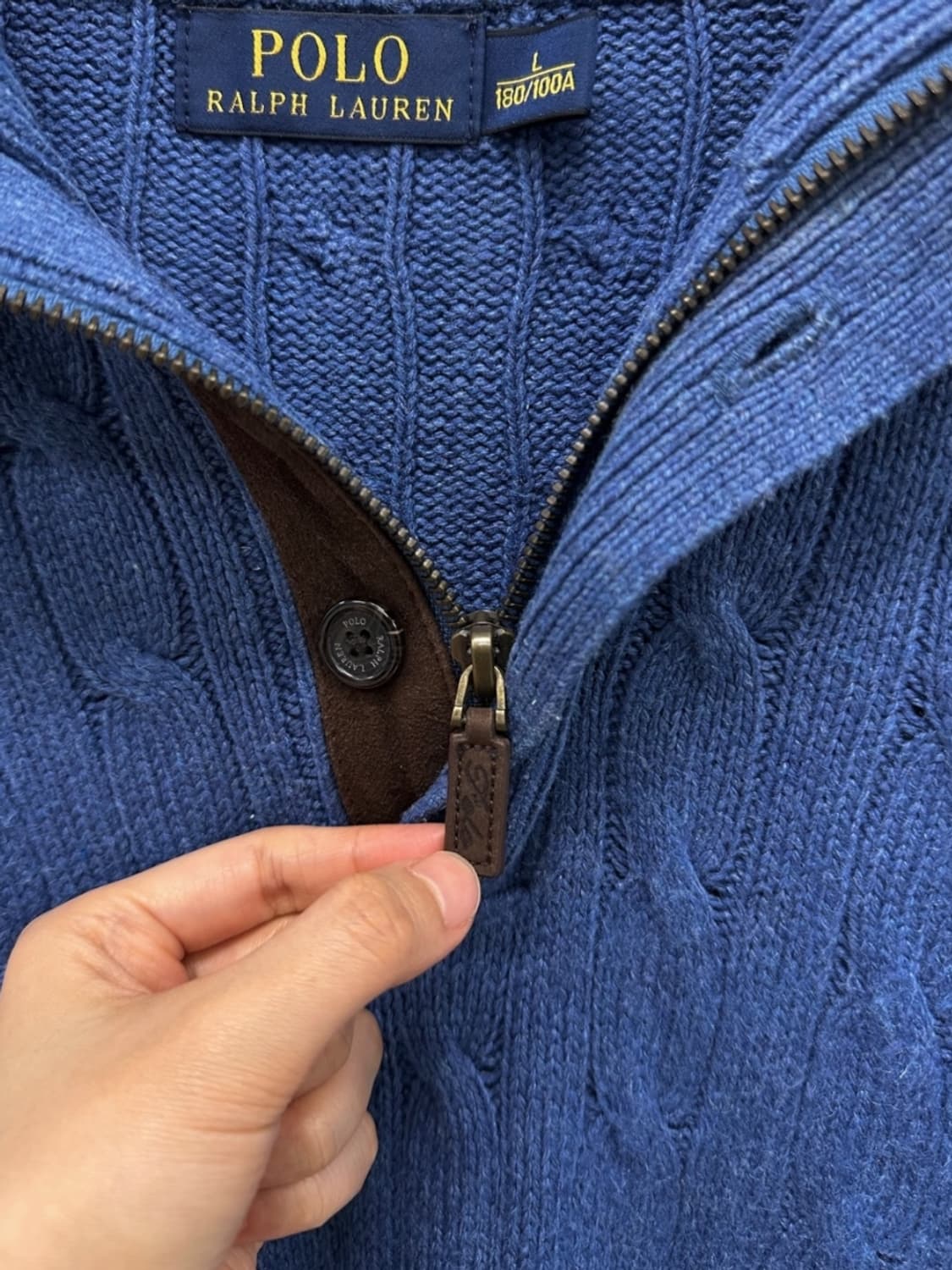 폴로 꽈배기 목폴라 니트 블루 (L) 상품이미지4