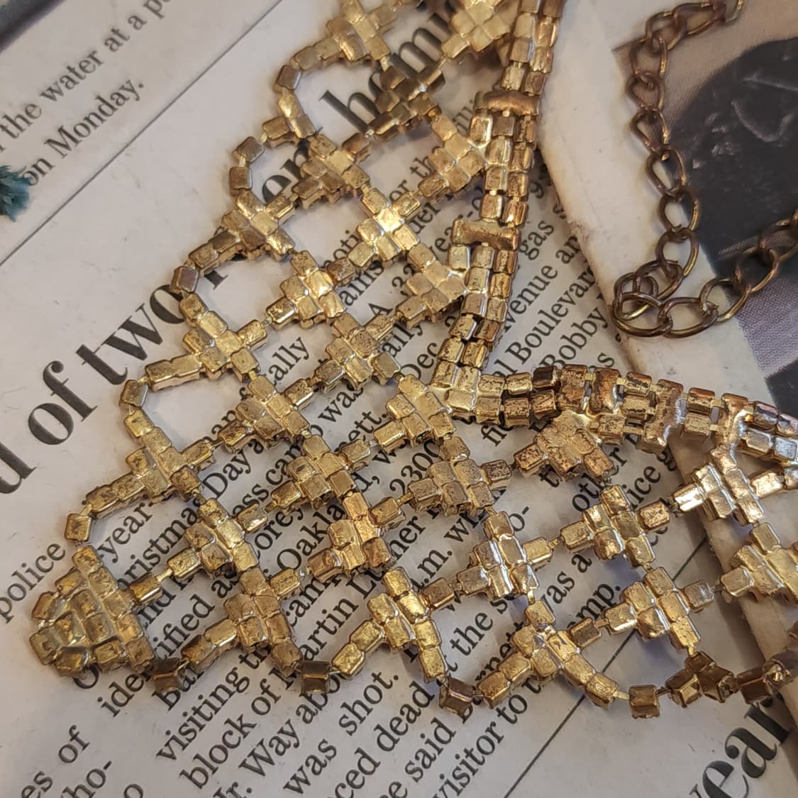 90s 프랑스 빈티지 쥬얼리 크리스탈 큐빅 샹들리에 목걸이 빈티지 목걸이 상품이미지9