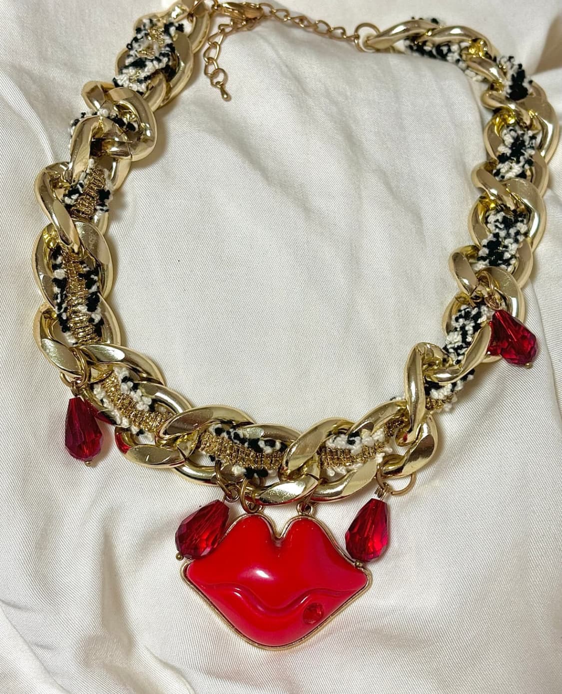 오네갸루 입술 골드 목걸이 체인 큐빅 빈티지 갸루 빈티지 상품이미지1