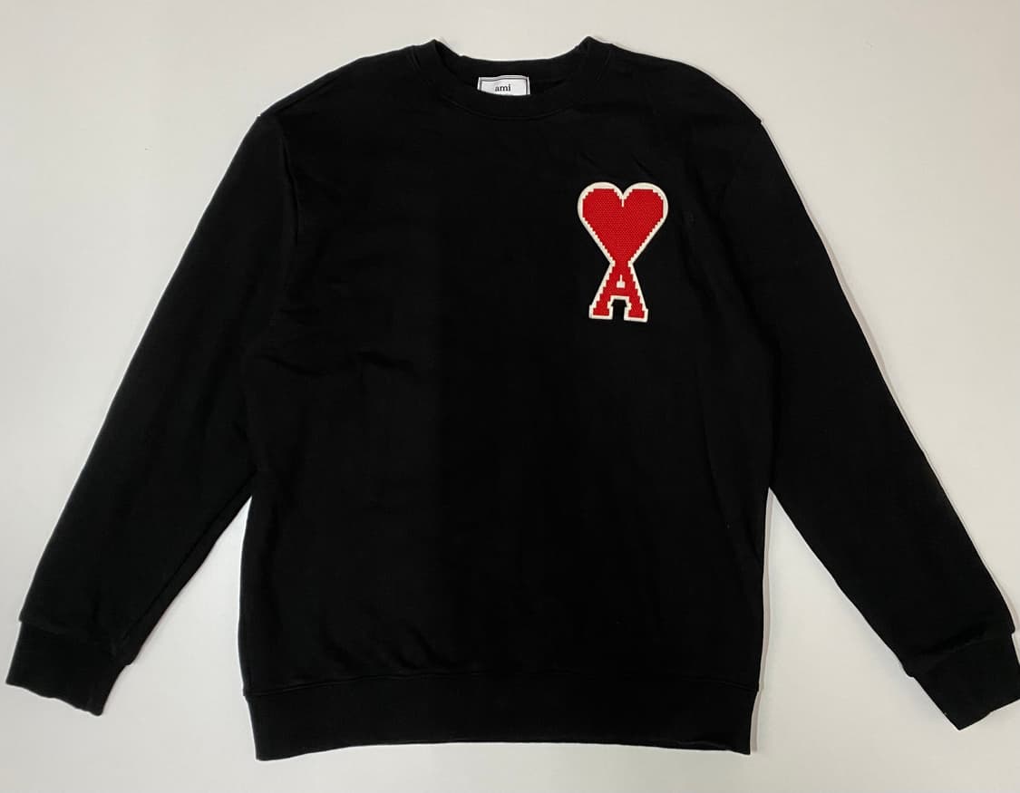 아미 빅 하트 로고 맨투맨 블랙 L 상품이미지1