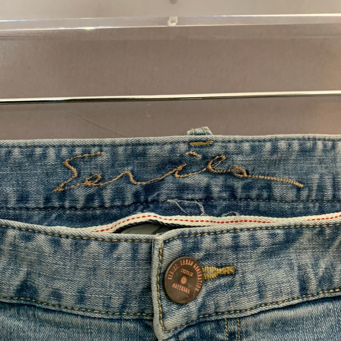 37인치 코오롱 시리즈 힙스터 데미지 스판 데님 청바지 상품이미지5