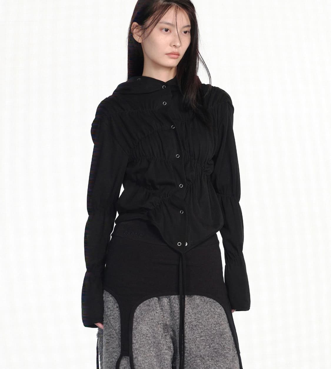 Cerric 셔링 워랩 후드 상품이미지3
