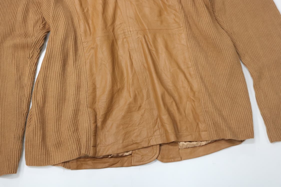 Linea 리네아 빈티지 레더 니트 배색 포켓 자켓 (XL) 상품이미지8