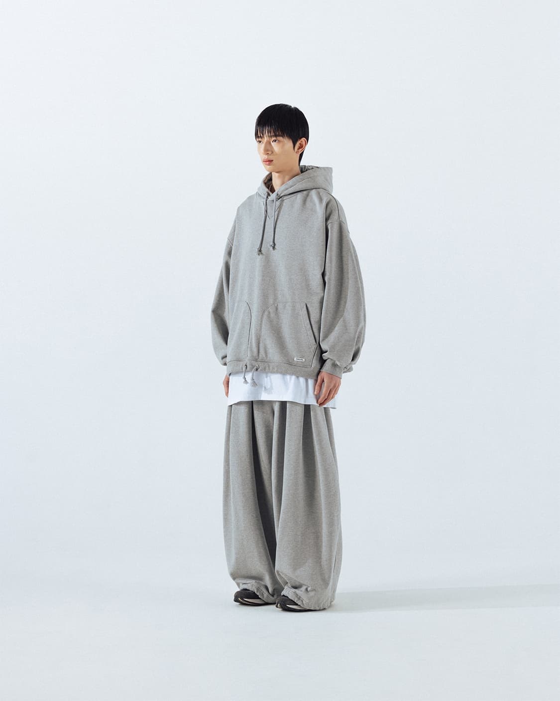 Double Valley Tuck Sweat Hoodie - Melang 상품이미지6