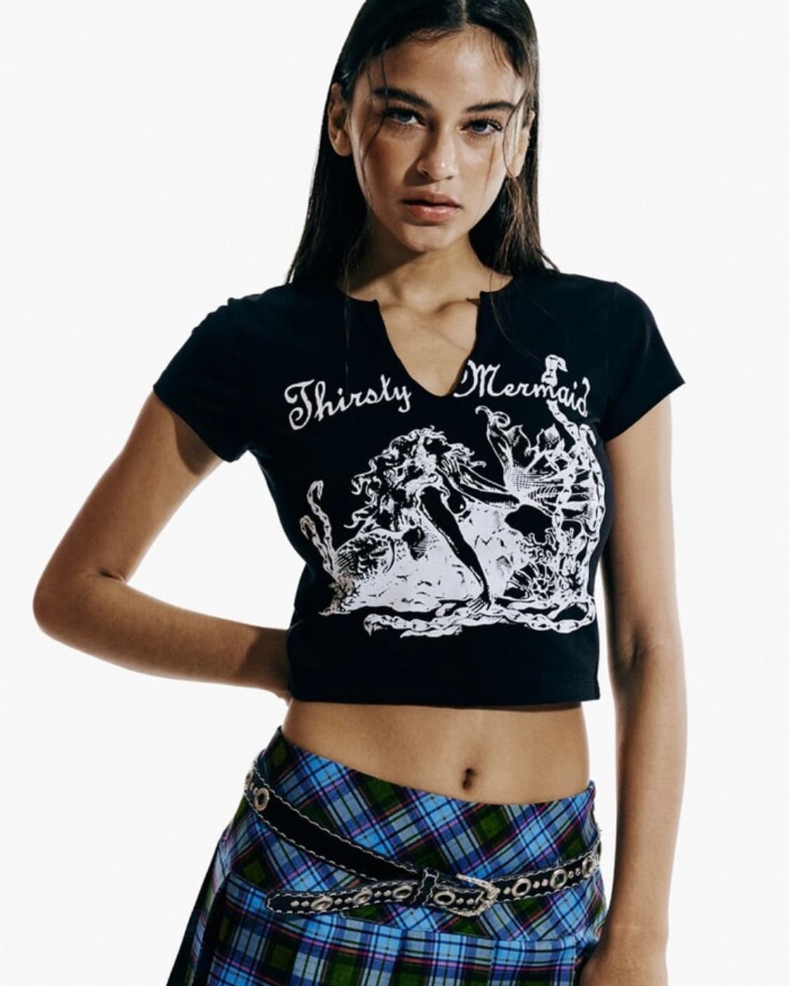 [새상품] 익스파이어드걸 레나 탑 블랙 반팔 크롭티 상품이미지3