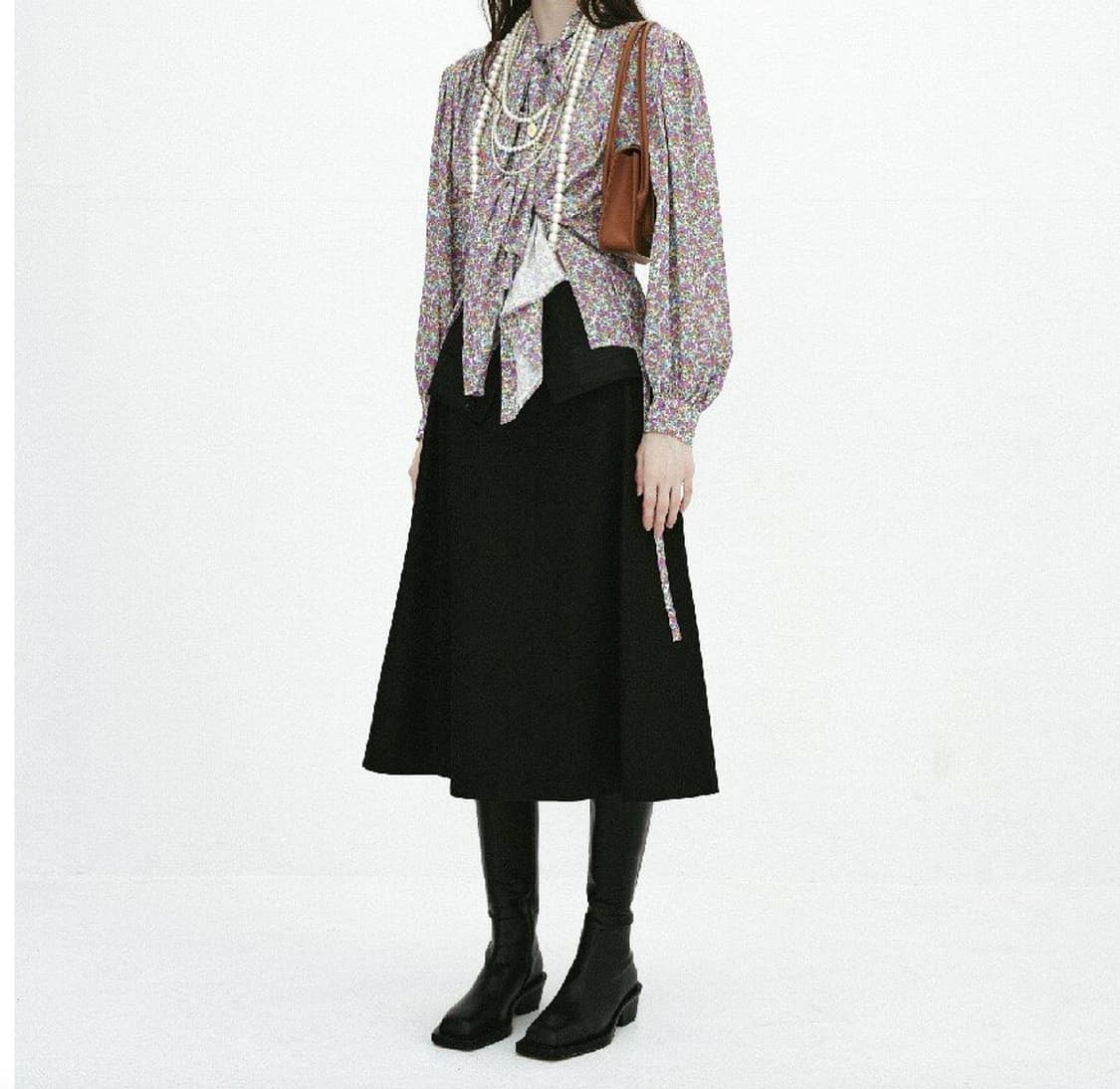 문스워드 플로럴 타이 블라우스 새상품 상품이미지2