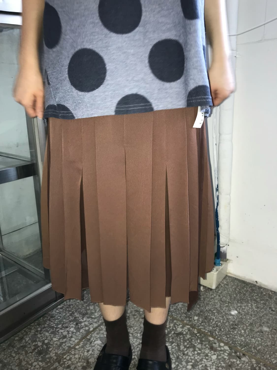브라운 플리츠 스커트  상품이미지1