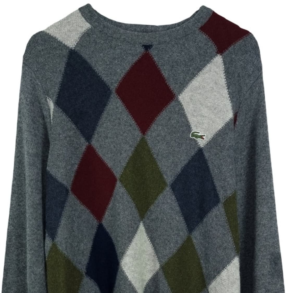 [라코스테] 로고 패치 아가일 체크 니트 그레이 M18978 상품이미지4