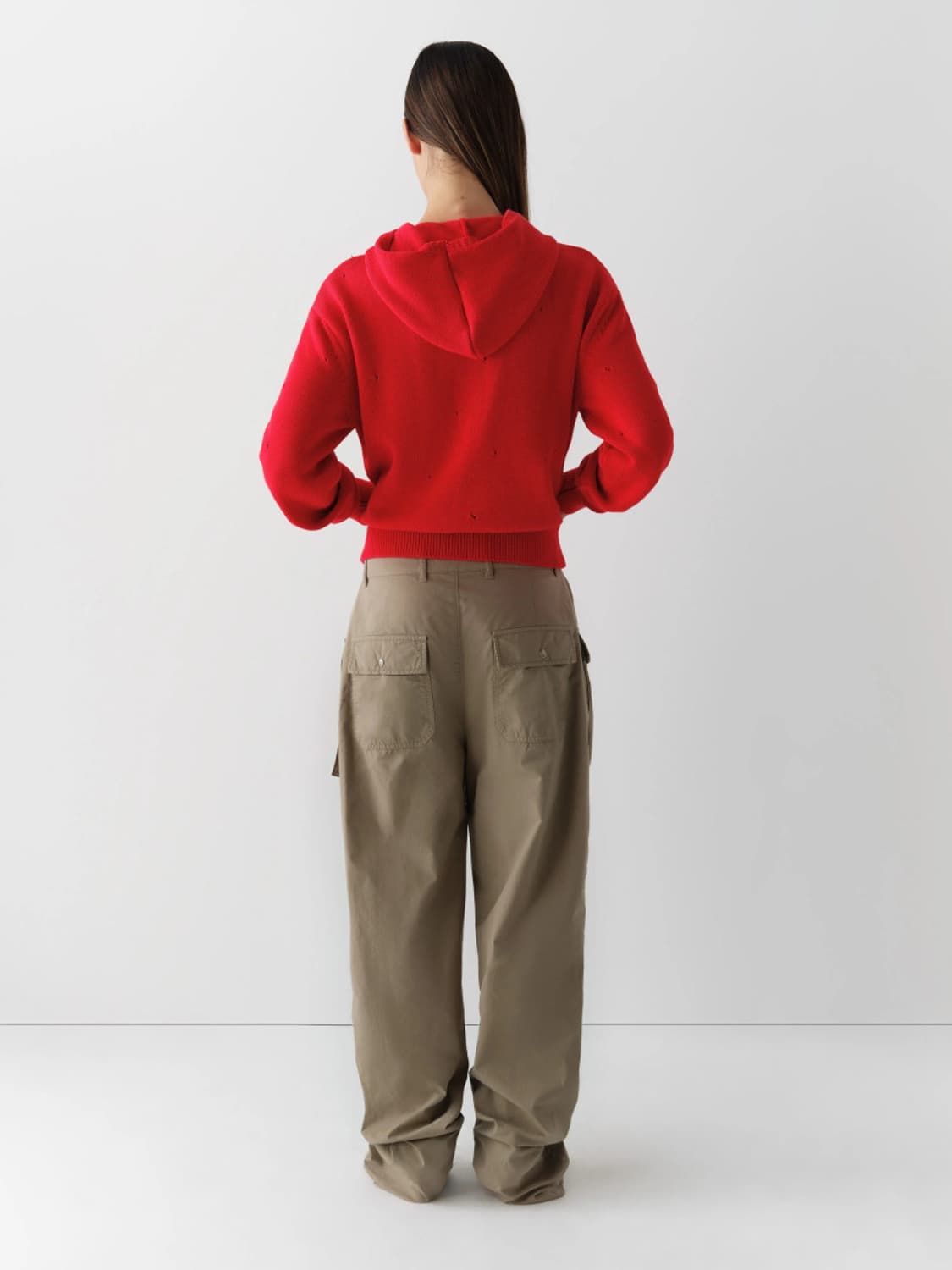 [XS,S,M]기마구아스 69 니트 후드 집업/레드 상품이미지9