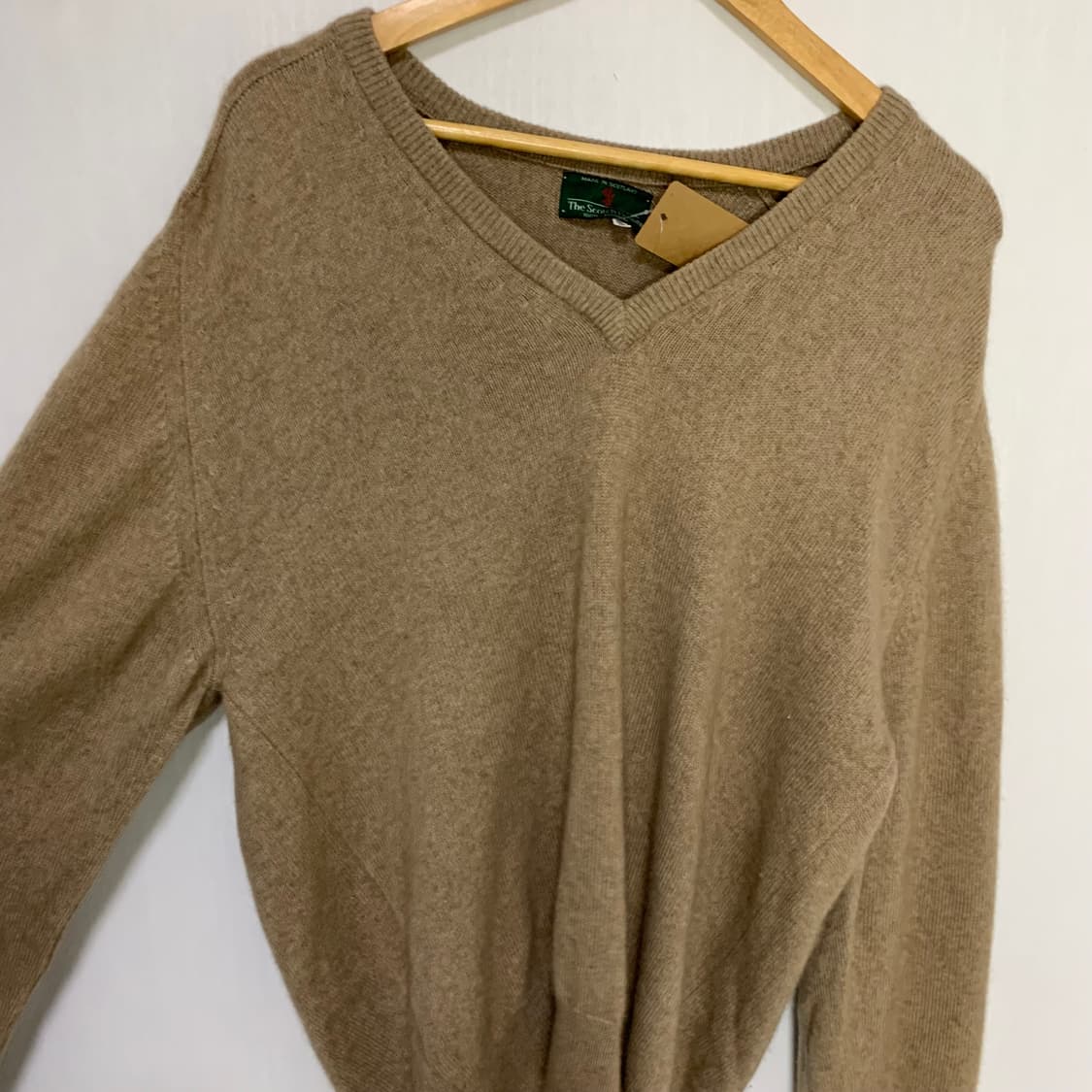 브이넥 캐시미어 100 빈티지 니트 코코아 베이지 상품이미지3