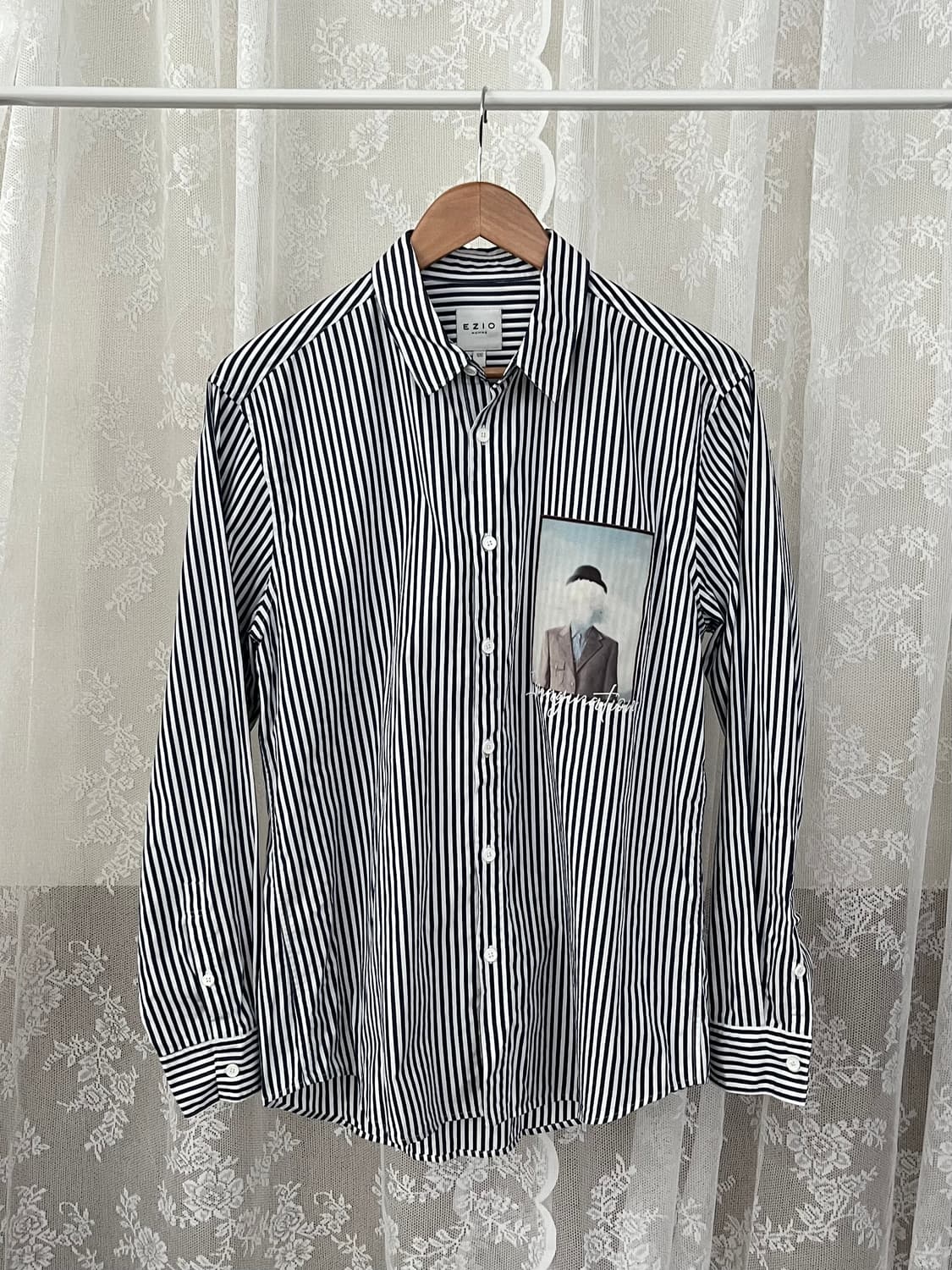 100) 이지오 옴므 EZIO 스트라이프 셔츠 네이비 상품이미지1