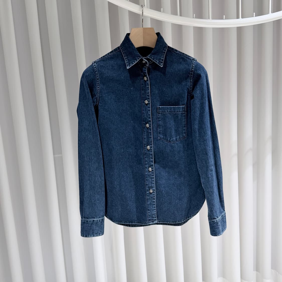 (A+/S) / 크롬하츠 크로스 레더 패치 데님 셔츠 자켓 상품이미지3