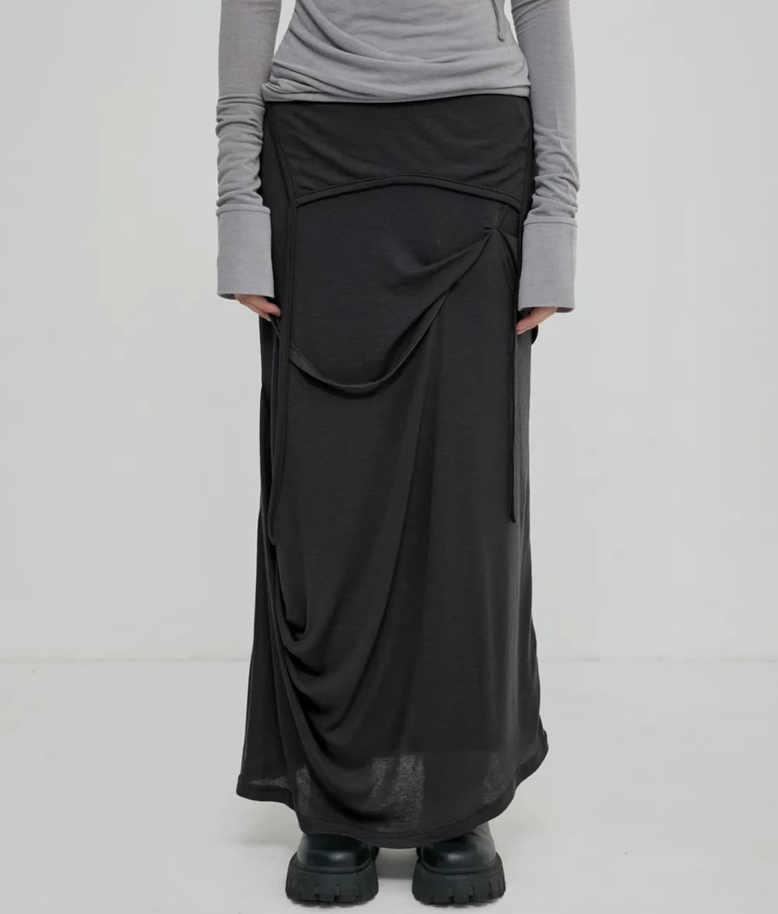 플레어업 롱스커트 Asymmetrical Draped Long Skirt 상품이미지1