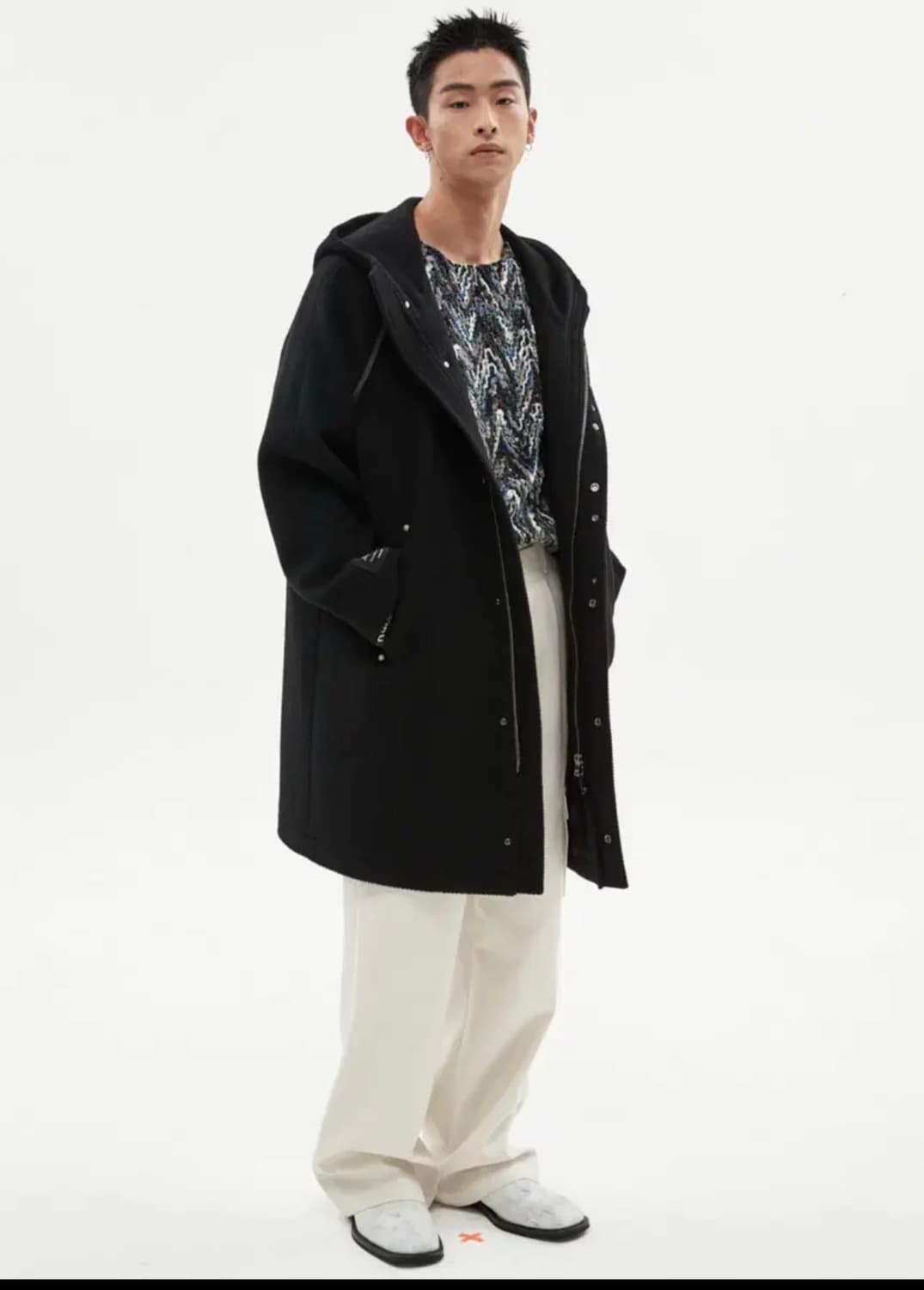 L) 앤더슨벨 이탈리안 알파카 후디 코트 블랙 상품이미지6