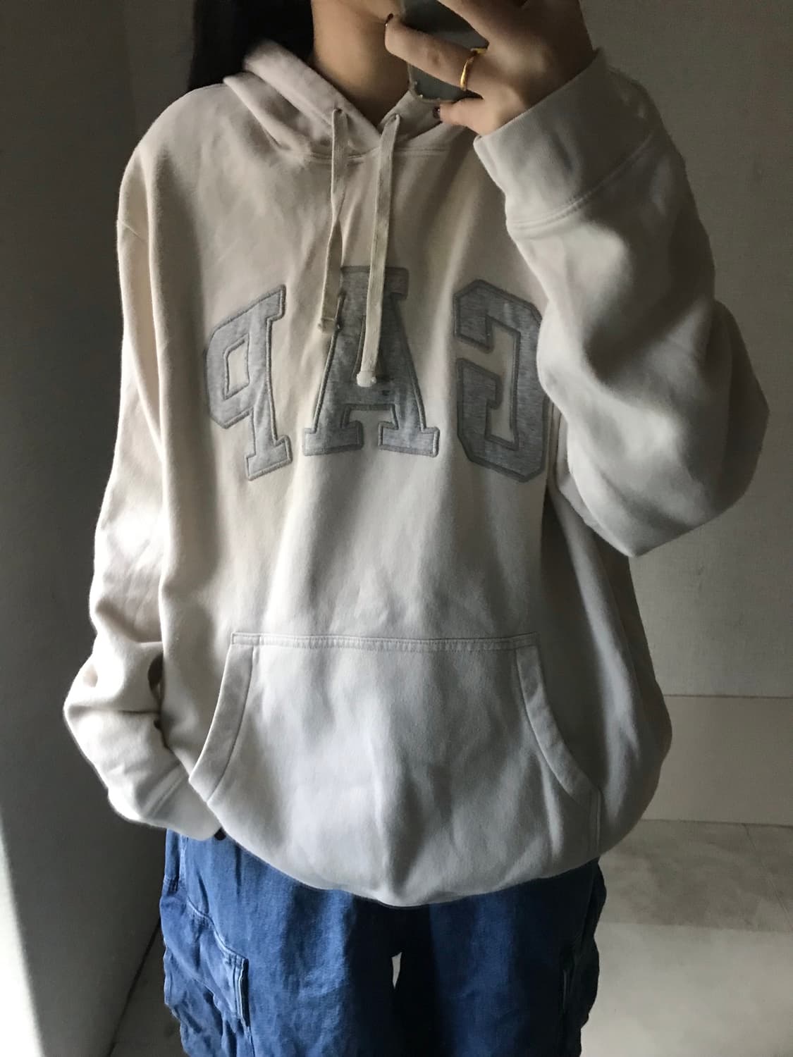 갭 아이보리 오버핏 후드티 상품이미지1