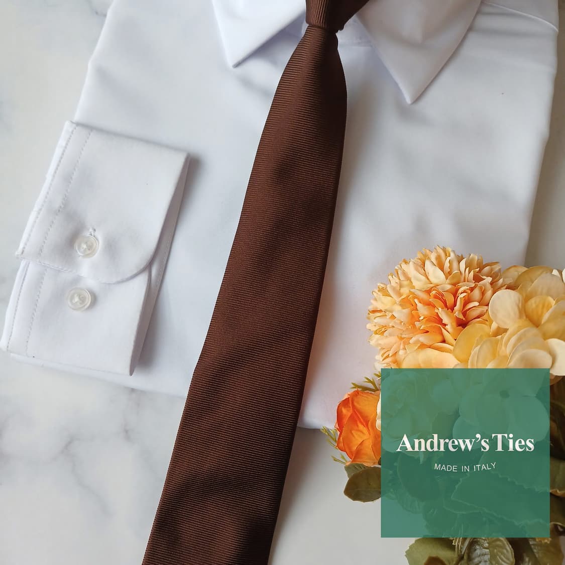 앤드류스 타이 실크 브라운 솔리드 넥타이 7.8cm A+등급 A19158 상품이미지1