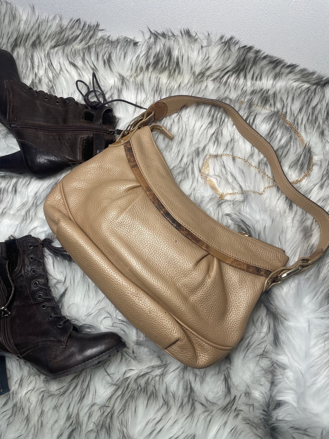 빈티지 파이톤 셔링 갸루 숄더백 상품이미지3