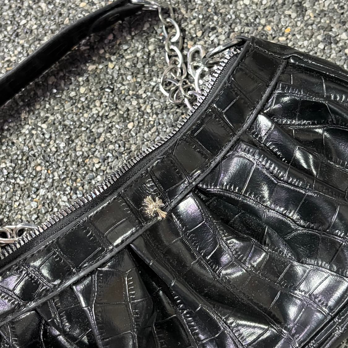 빈티지 블랙 레더 체인 숄더백 B3856 상품이미지2