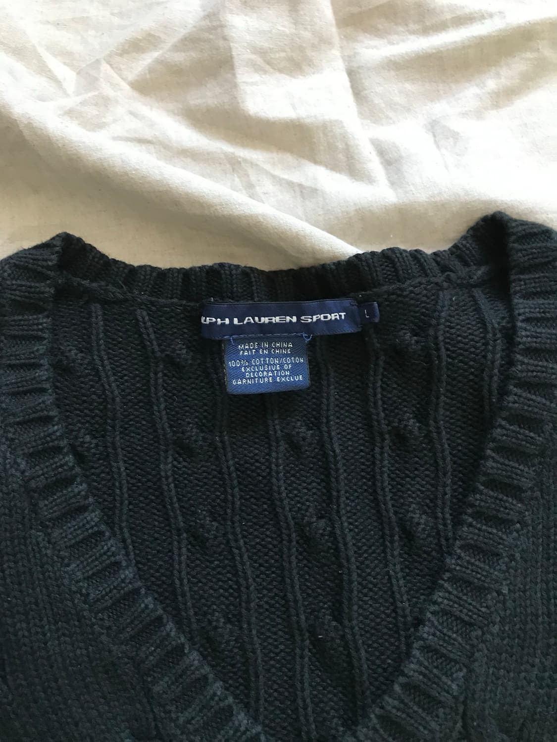 폴로 랄프로렌 포니 로고 브이넥 케이블 니트 상품이미지6