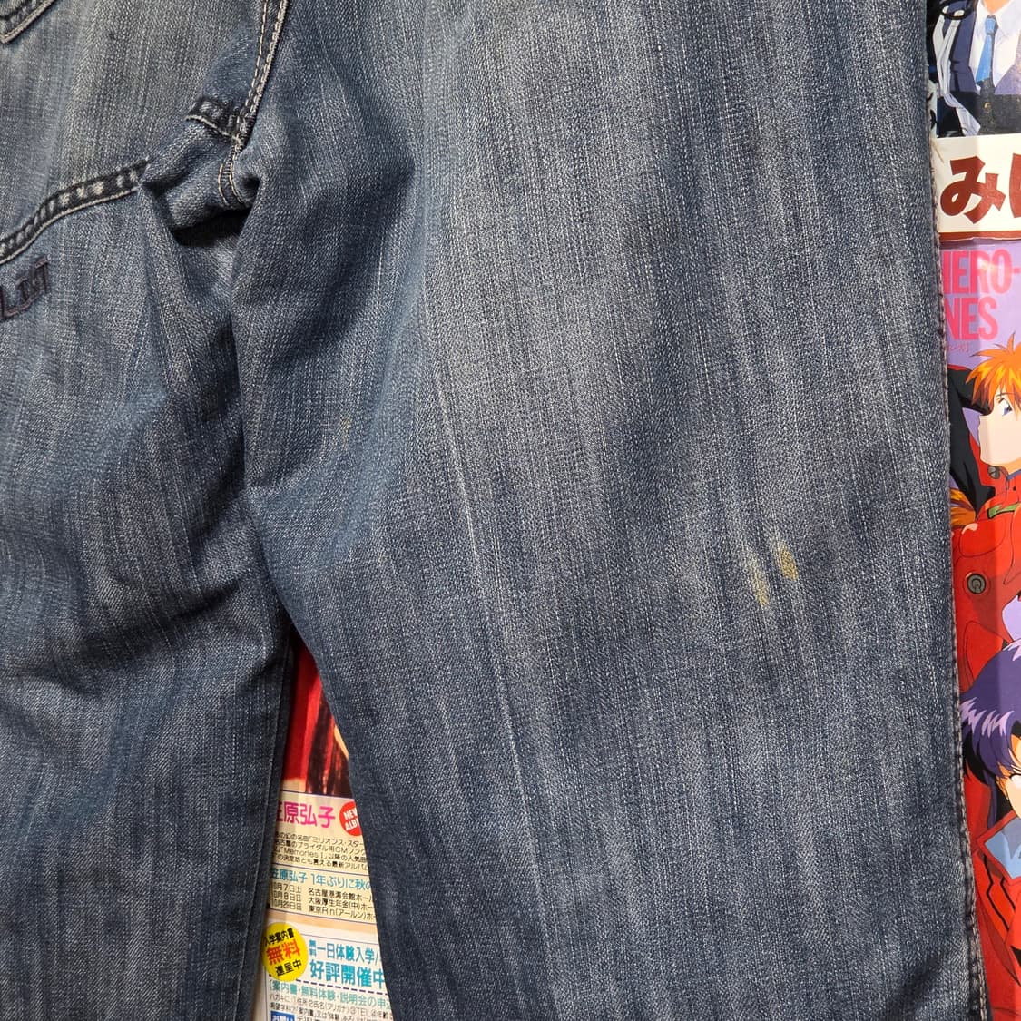 후부 올드스쿨 자수패치 중청 데님 팬츠 상품이미지8