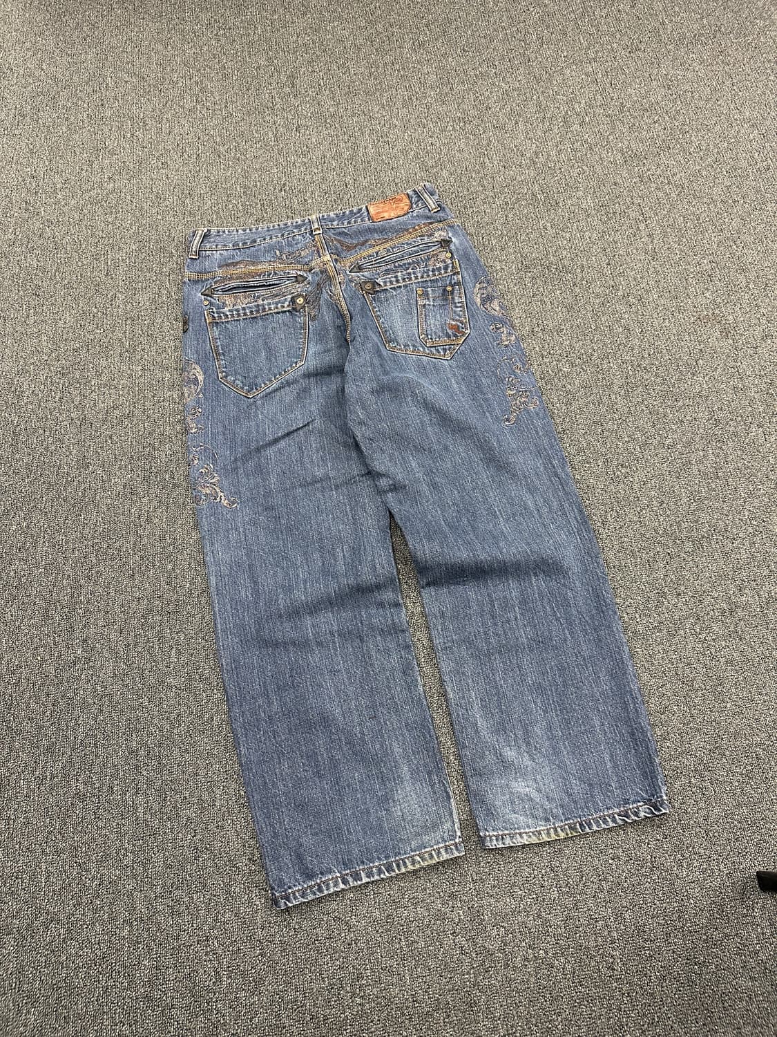 ROCAWEAR 로카웨어 자수 포인트 올드스쿨 힙합 와이드 데님팬츠 상품이미지4