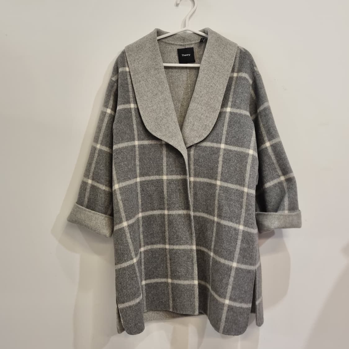 Theory 띠어리 숄 칼라 체크 코트 S 상품이미지4