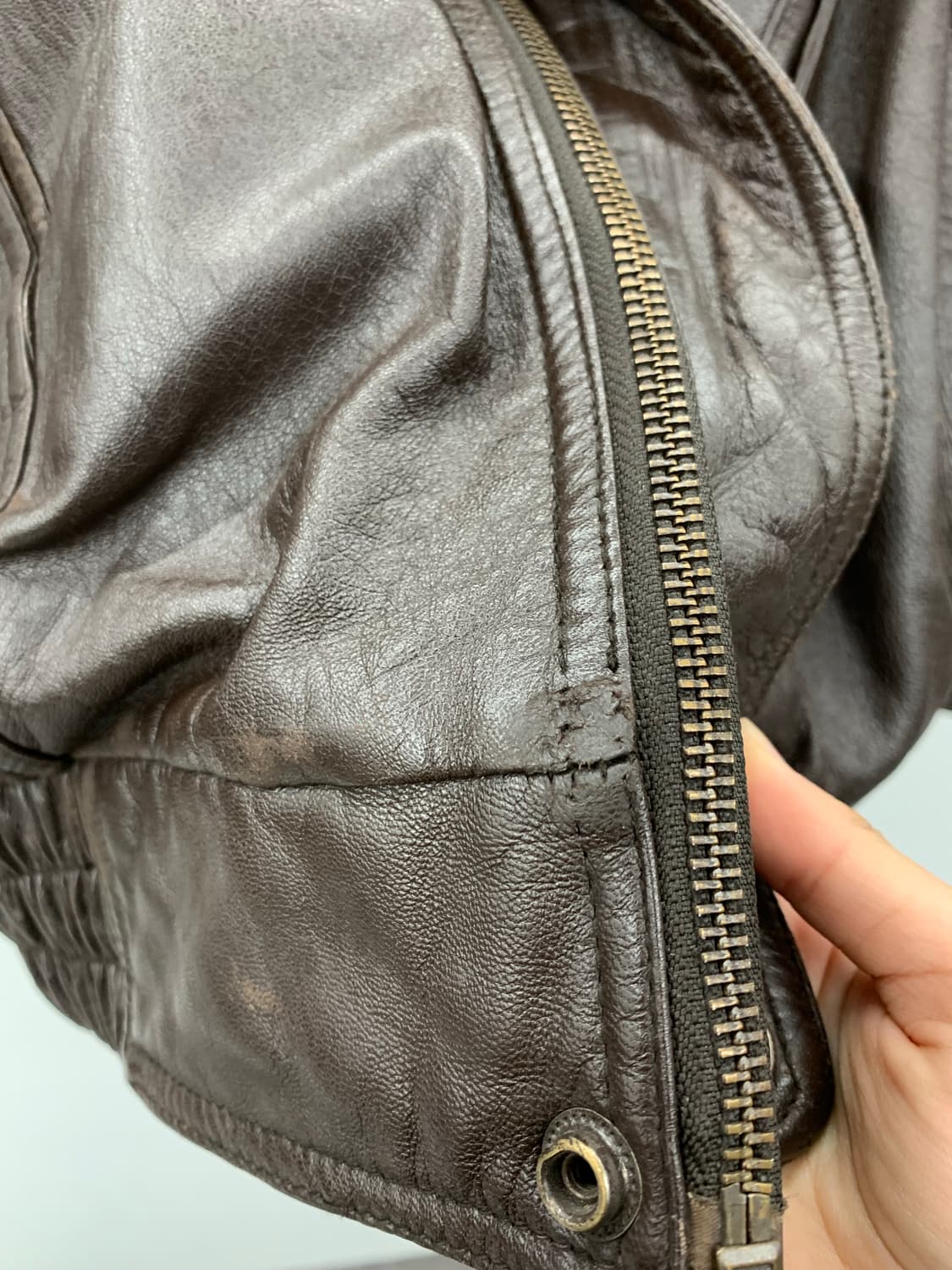 램스킨 퍼카라 레더 봄버 자켓 상품이미지7