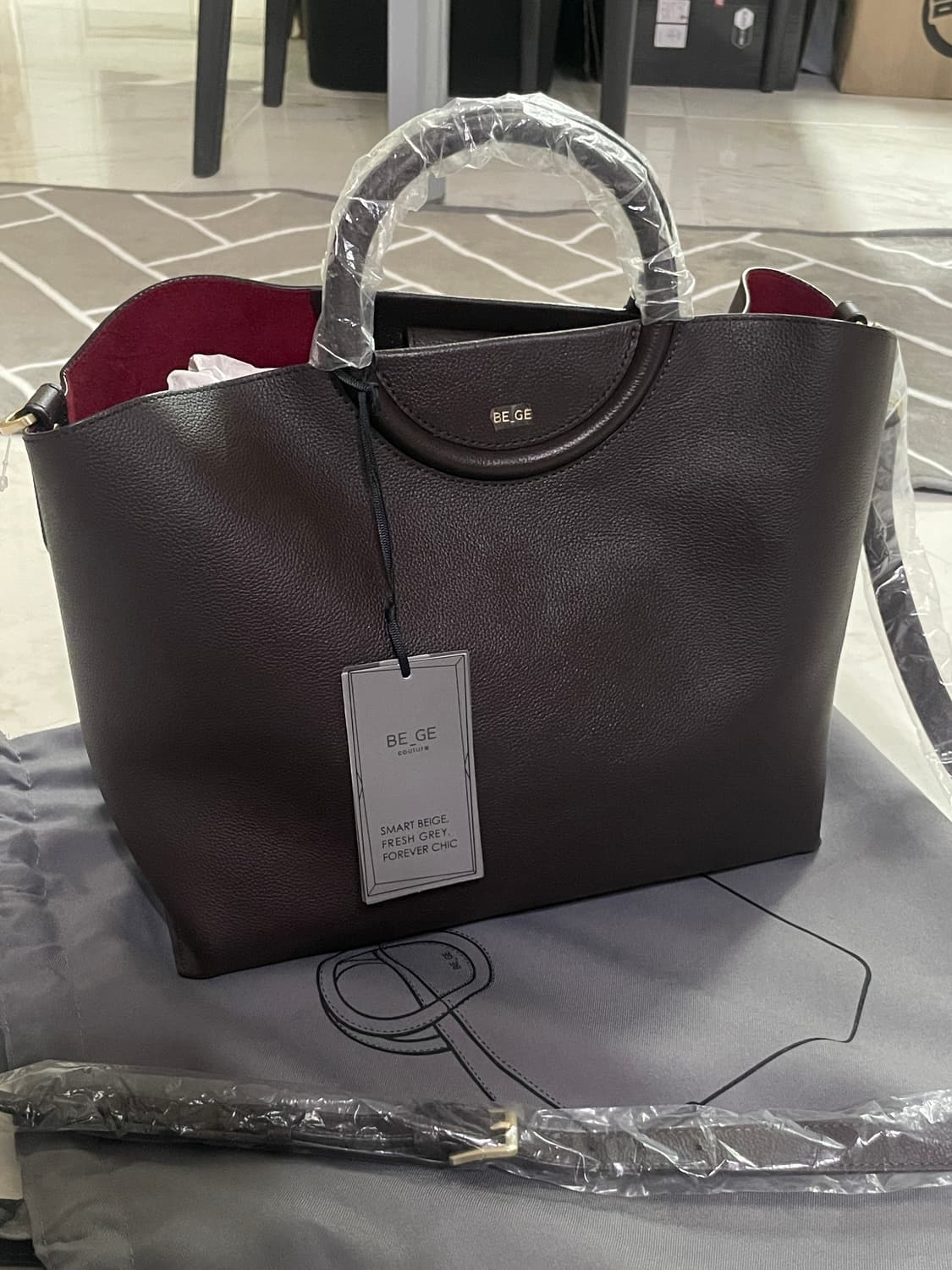 BE_GE 브라운 토트백 새상품 야노시호백 상품이미지1