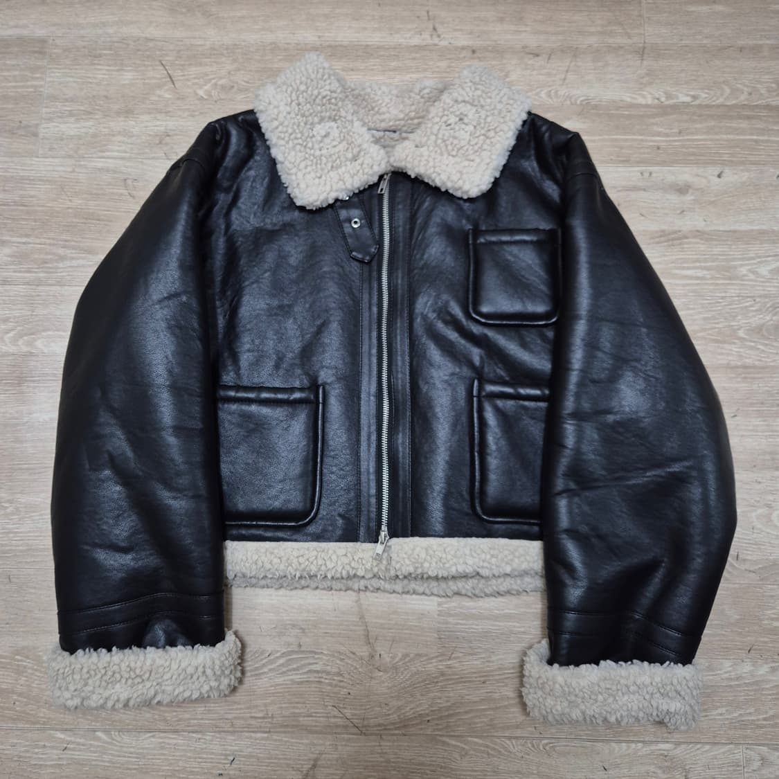 여성 레더 양털 크롭 무스탕 가죽자켓 FREE 상품이미지1