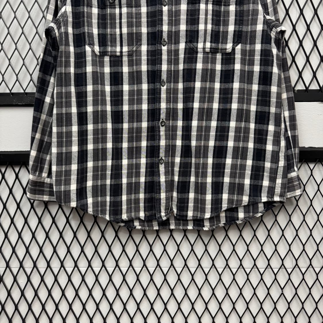 할리데이비슨 긴팔 체크 셔츠 이니셜 로고 포인트 블랙 화이트 상품이미지4