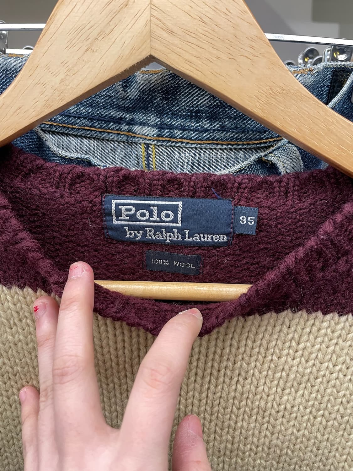 1990s PRL 폴로 랄프로렌 투톤 울 니트 상품이미지6