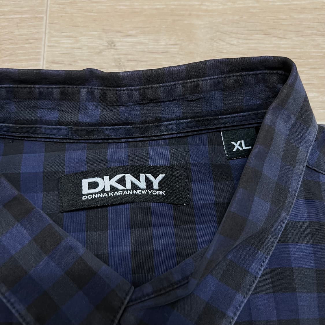 DKNY 도나카란 뉴욕 클래식 깅엄 체크셔츠 [네이비] XL/105 상품이미지4