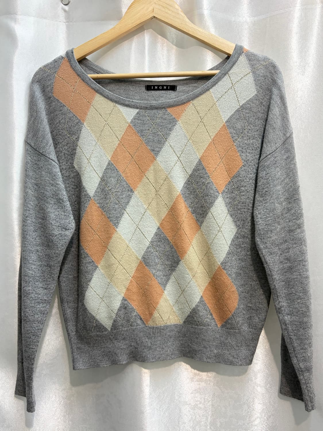 피치 아가일 유넥 니트 상품이미지2