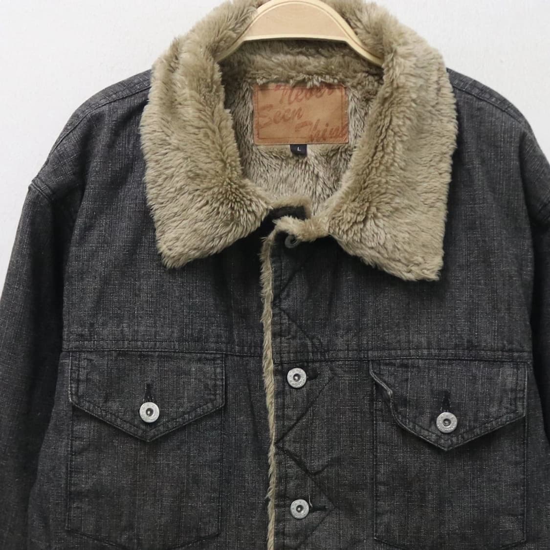 NEVER SEEN THING 안감 퍼 흑청 데님자켓 61889 상품이미지5