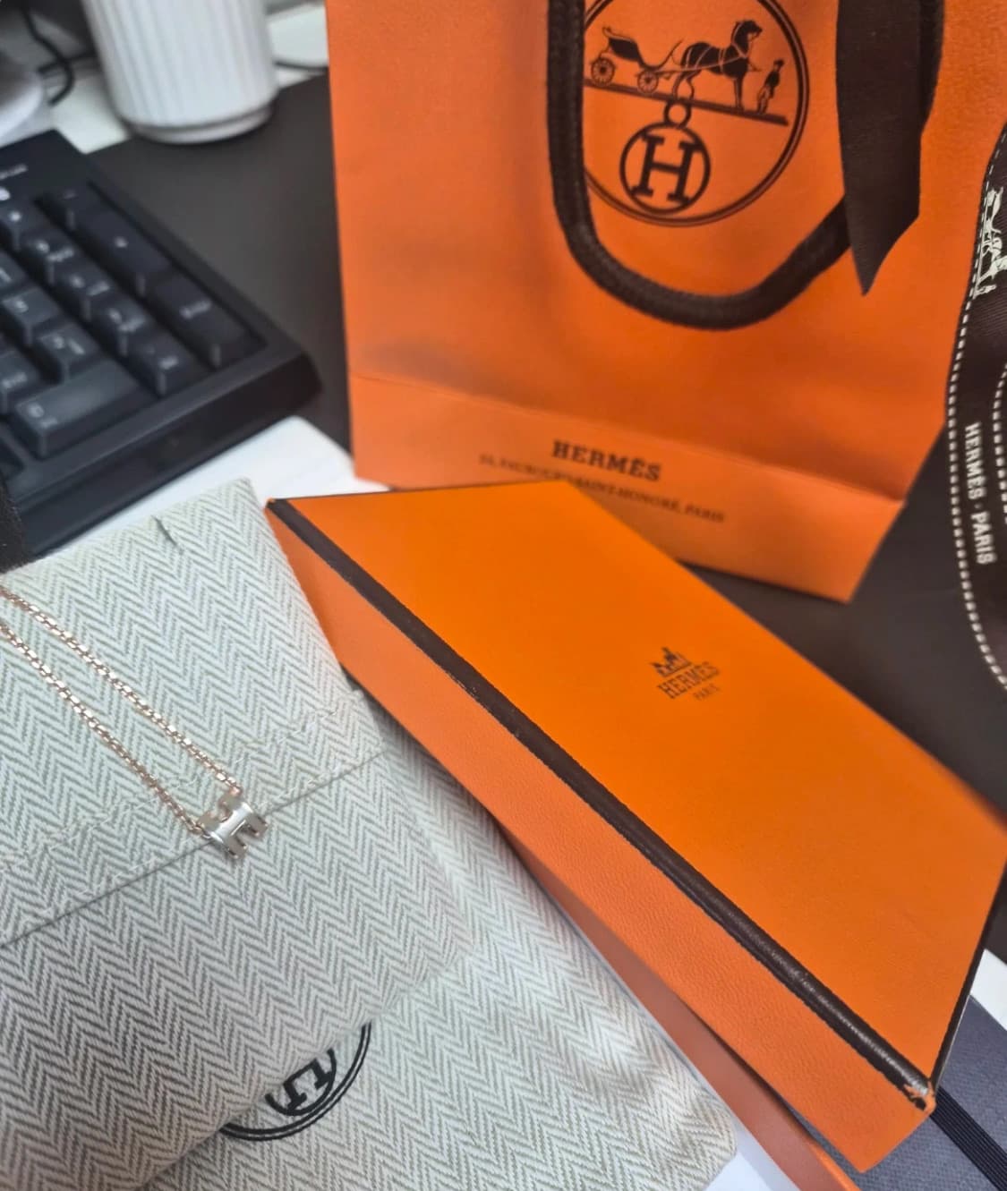 [급] 에르메스 미니팝아슈 목걸이 마론글라세 상품이미지1