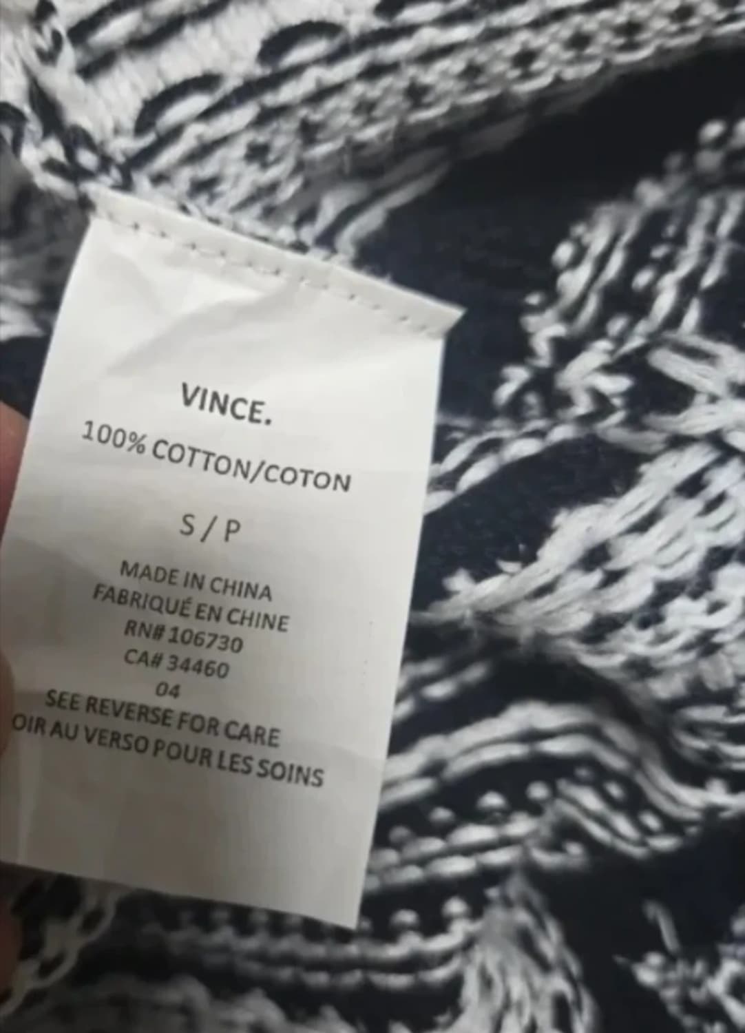 빈스 여성 롱 베스트  네이비 화이트 패턴 니트 베스트 F 상품이미지8