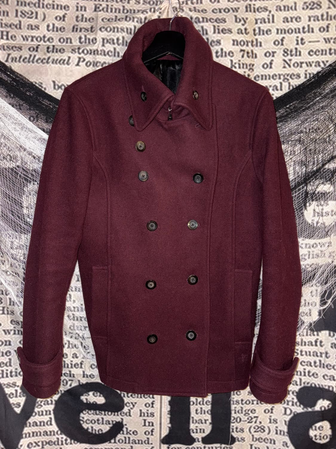 No id burgundy wool peacoat 상품이미지6