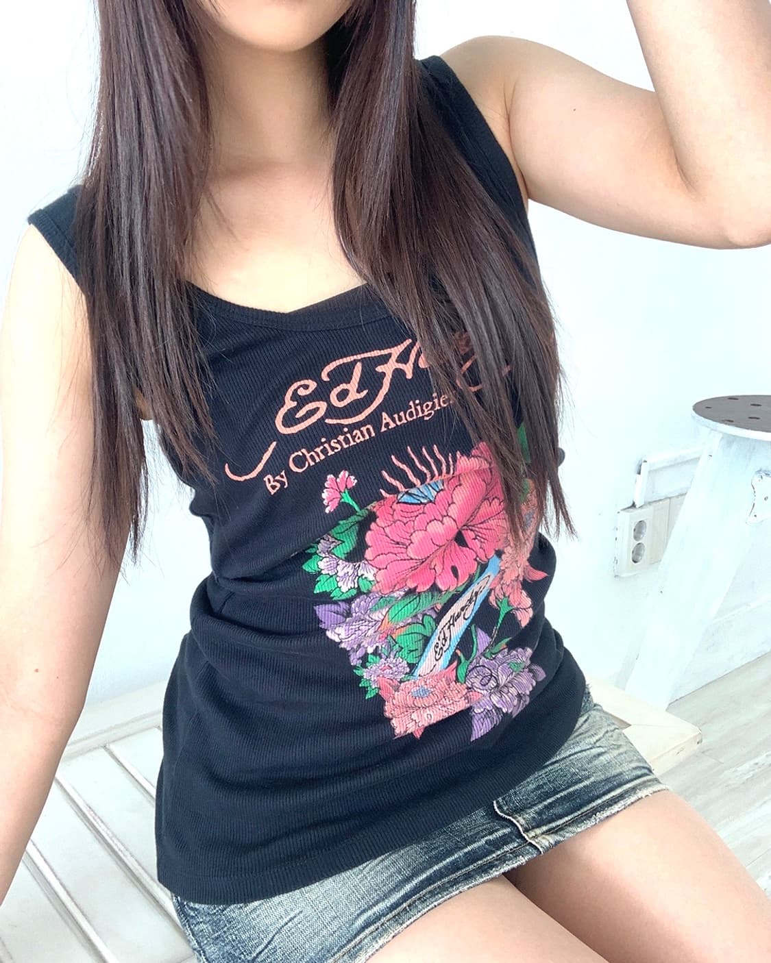 Ed Hardy tattoo print sleeveless top(새상품 상품이미지4