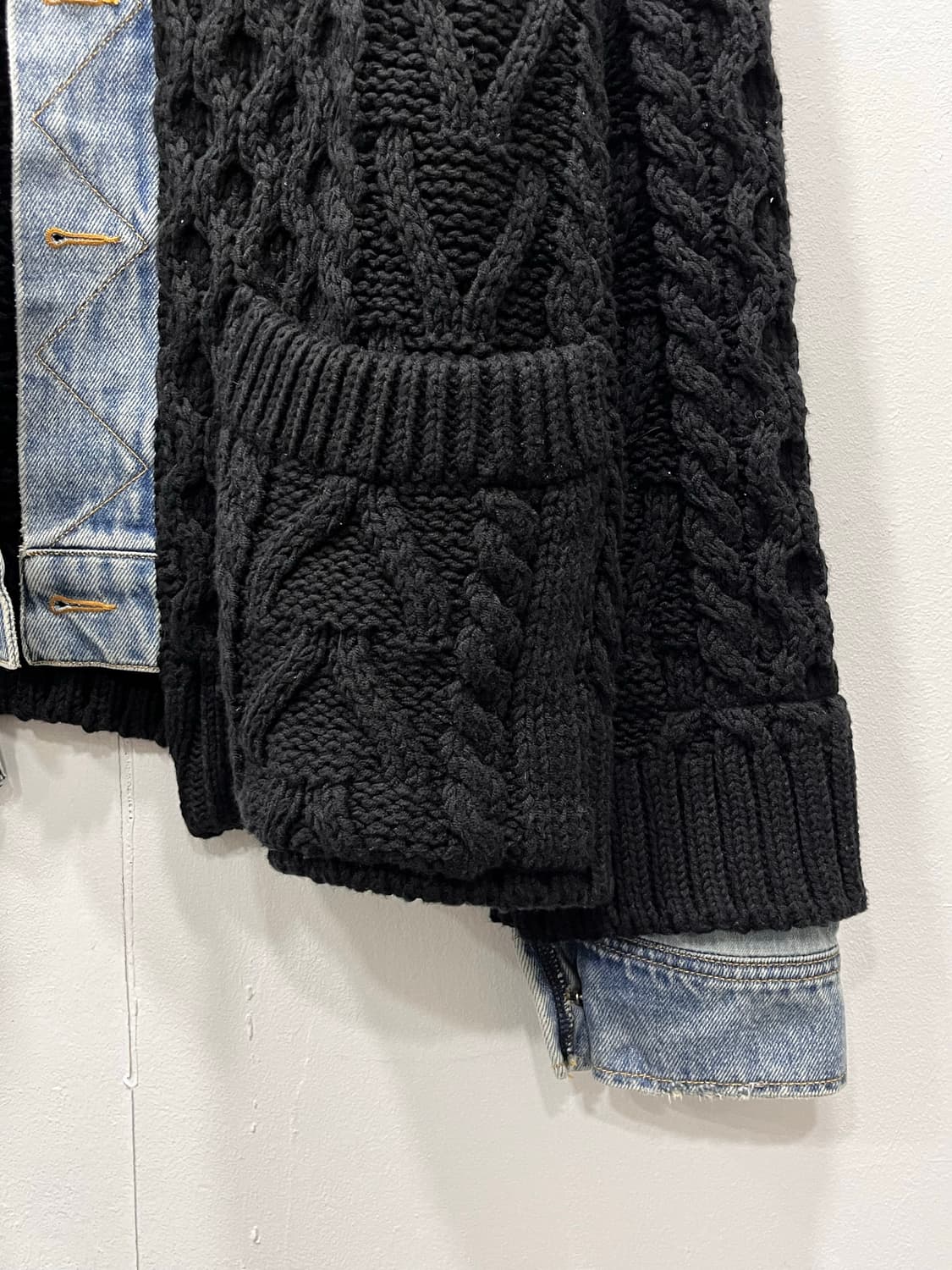 더일마 블랙 꽈배기 니트 데님 자켓 여성 F 상품이미지6