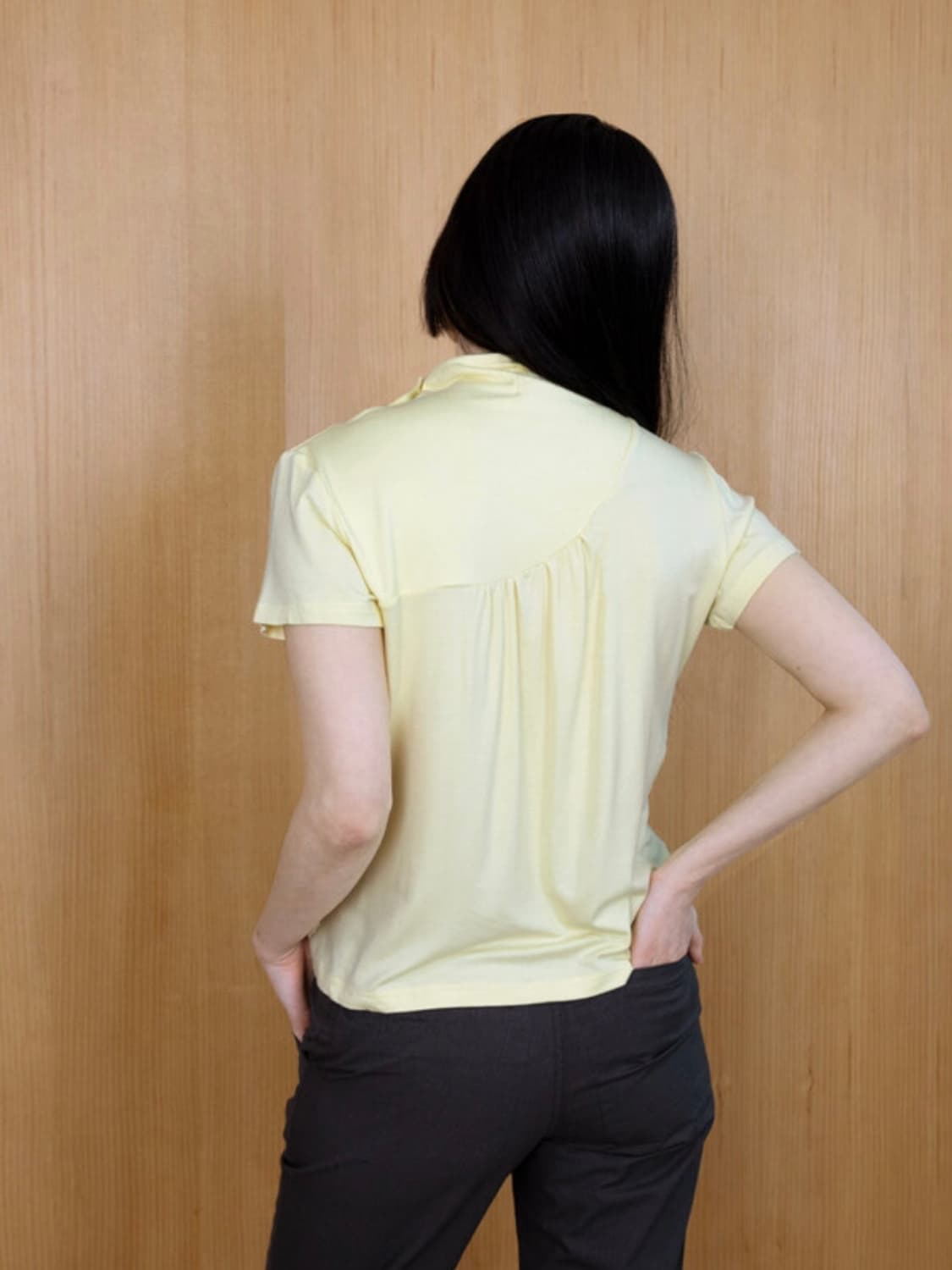 Safari sula Stitch Drape Jersey in Lemon 상품이미지3