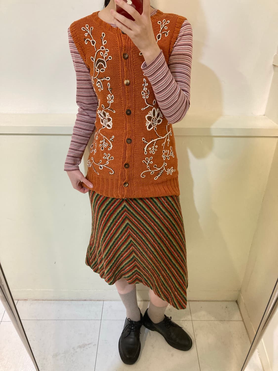 빈티지 에스닉 오렌지 플라워 베스트 상품이미지8