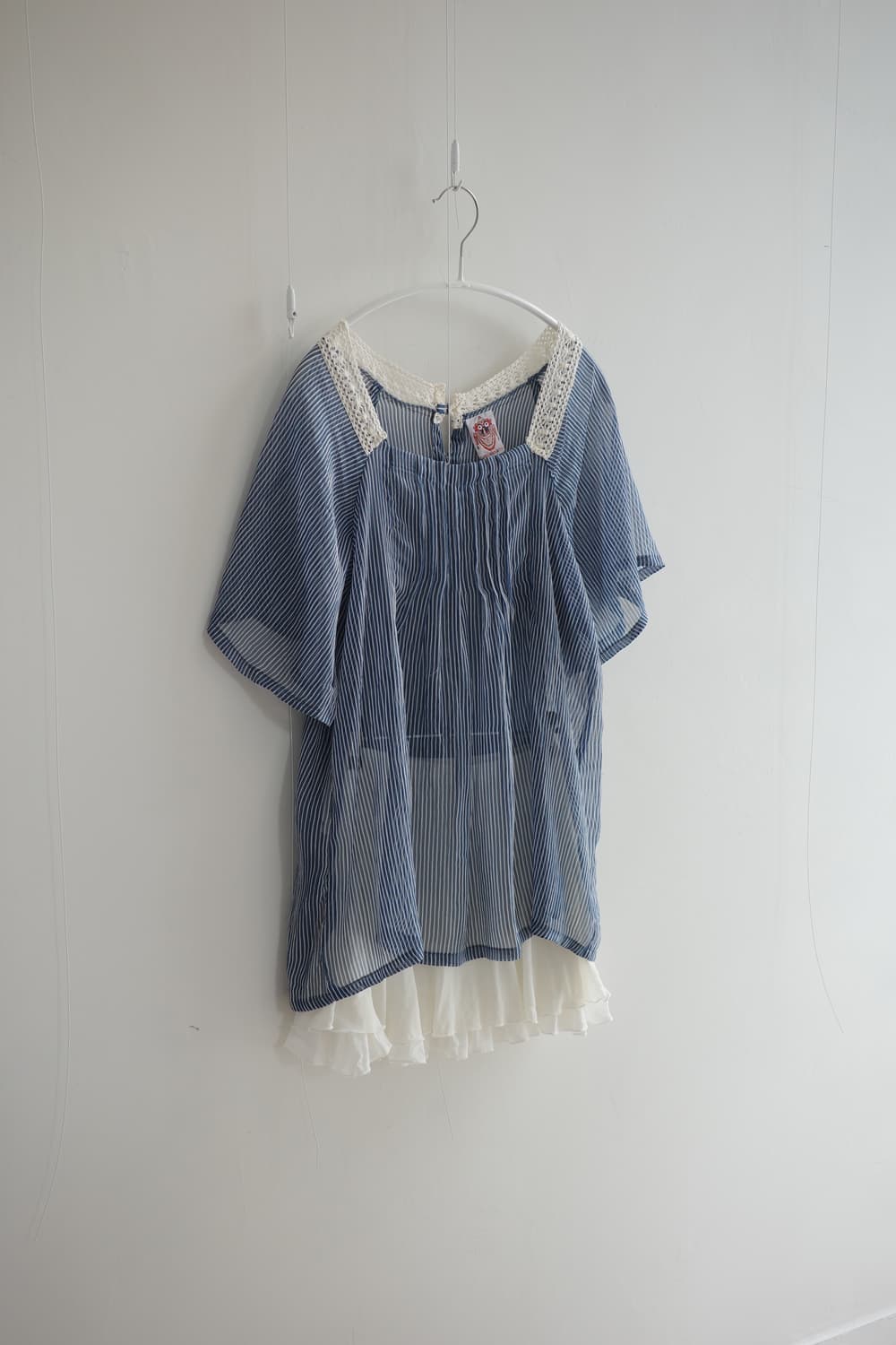 Romantic crochet blue striped blouse 상품이미지6
