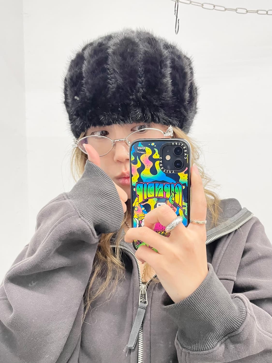 블랙 밍크100% 윈터 베레모 상품이미지2