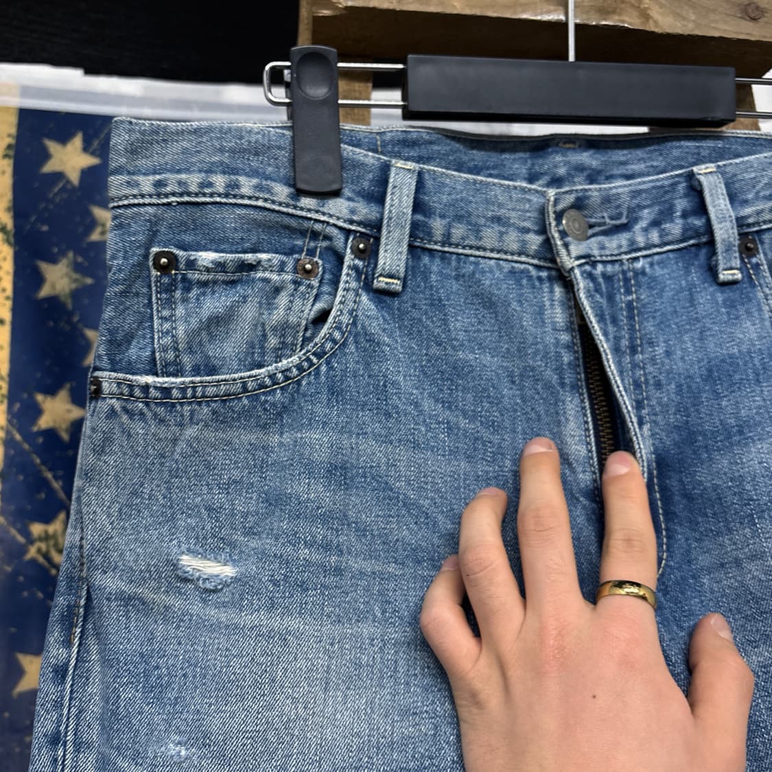 00s 리바이스 502 레더패치 빈티지페이딩 데님팬츠 N568 상품이미지6