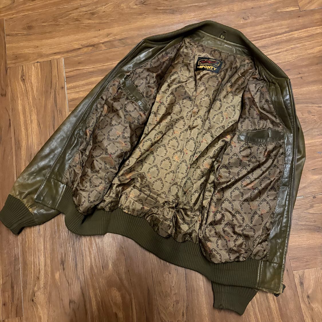 90S JAPAN LAMB LEATHER KHAKI BOMBER 상품이미지3